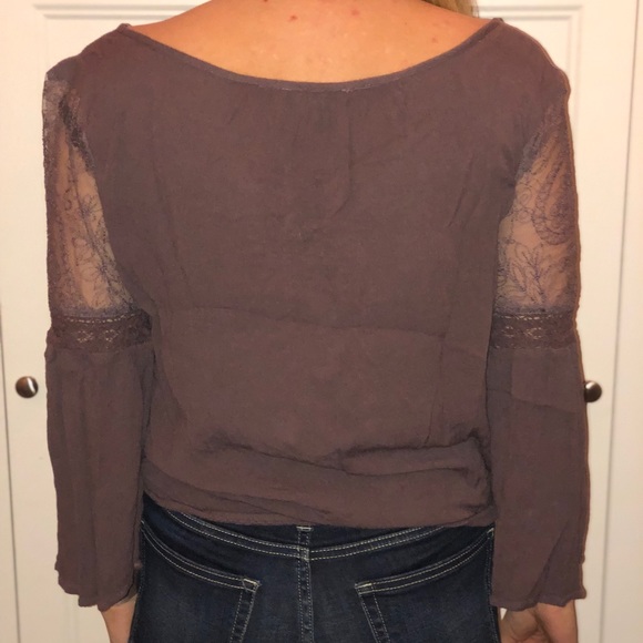 🦋4/$20 American Eagle vneck tie longsleeve blouse - Picture 2 of 7